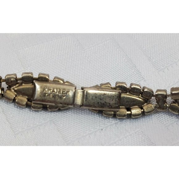 Vintage Signed Kramer Black Onyx Clear Rhinestone Elegant Necklace - Picture 5 of 7